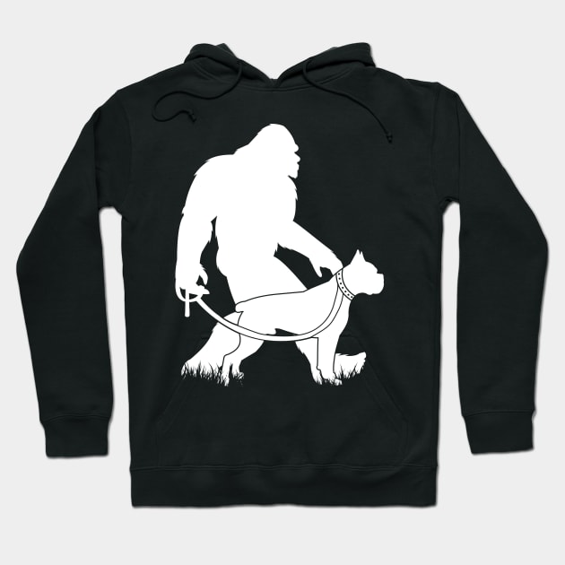 Bigfoot Walking Boxer Dog Hoodie by Tesszero